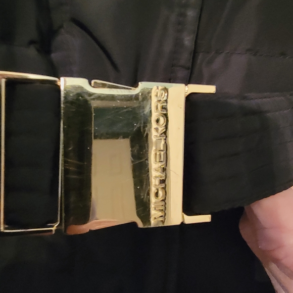 Michael Kors Black Puffer Coat with Gold Accents - Picture 3 of 6